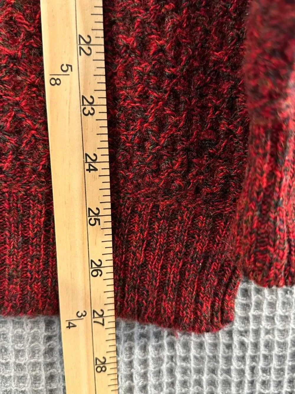 Vintage Crew Clothing Shetland Wool Sweater Large Red Marled Chunky Shawl Neck